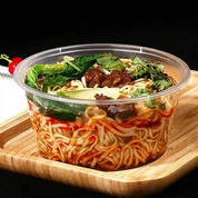 Plastik transparan soup bòl ak kouvèti pou Takeout, bwat antye